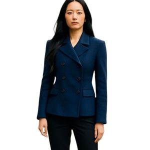 Vince Camuto deep Navy warm Cropped Double Breasted Preppy Peacoat Sz 8
